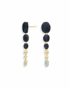 "Ivy " Gold And Black Onyx Charming Drop Earrings -Nanis Sales 311