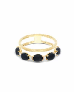 "Mystery Black" Gold, Diamonds And Black Onyx Double-band Ring -Nanis Sales 325
