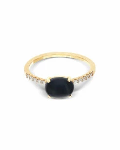 "Mystery Black" Gold, Diamonds And Black Onyx Medium Ring -Nanis Sales 337