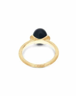 "Mystery Black" Gold And Diamonds Ring With Black Onyx Boule -Nanis Sales 346
