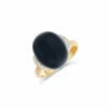 "Mystery Black" Gold And Diamonds Ring With Big Onyx Boule