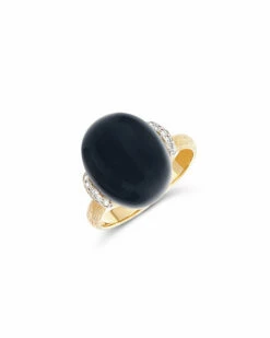 "Mystery Black" Gold And Diamonds Ring With Big Onyx Boule