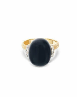 "Mystery Black" Gold And Diamonds Ring With Big Onyx Boule -Nanis Sales 348