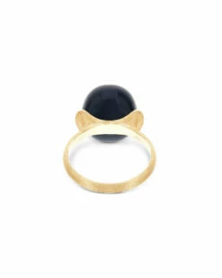 "Mystery Black" Gold And Diamonds Ring With Big Onyx Boule -Nanis Sales 349