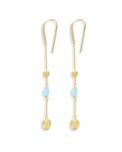 "Azure" Gold And Aquamarine Everyday Drop Earrings -Nanis Sales 351