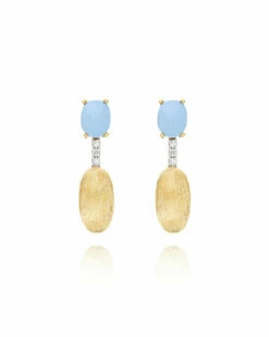 "Azure" Gold, Aquamarine And Diamonds Short Earrings