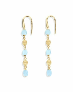 "Azure" Gold And Aquamarine Drop Earrings -Nanis Sales 357