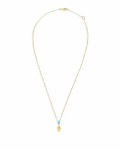 "Azure" Gold, Diamonds And Aquamarine Dainty Short Necklace -Nanis Sales 365