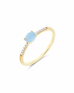 "Azure" Gold, Diamonds And Aquamarine Tiny Ring