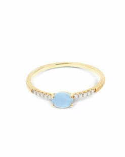 "Azure" Gold, Diamonds And Aquamarine Tiny Ring -Nanis Sales 377