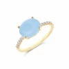"Azure" Gold, Diamonds And Aquamarine Stackable Ring -Nanis Sales 382