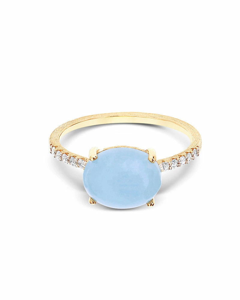 "Azure" Gold, Diamonds And Aquamarine Stackable Ring 5 "Azure" Gold, Diamonds And Aquamarine Stackable Ring - Image 3