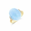 "Azure" Gold, Diamonds And Milky Aquamarine Ring (LARGE) -Nanis Sales 394