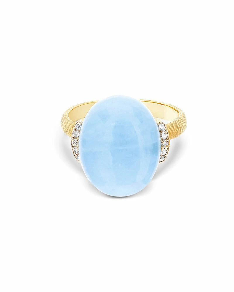 "Azure" Gold, Diamonds And Milky Aquamarine Ring (LARGE) 5 "Azure" Gold, Diamonds And Milky Aquamarine Ring (LARGE) - Image 3