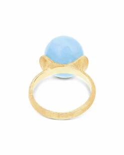 "Azure" Gold, Diamonds And Milky Aquamarine Ring (LARGE) 9 "Azure" Gold, Diamonds And Milky Aquamarine Ring (LARGE) -Nanis Sales 396