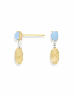 "Azure" Gold, Aquamarine And Diamonds Short Earrings -Nanis Sales 401