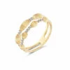 "Élite" Irregular Gold Boules And Diamonds Bars Double-band Ring