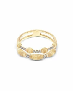 "Élite" Irregular Gold Boules And Diamonds Bars Double-band Ring -Nanis Sales 448