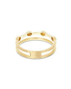 "Élite" Irregular Gold Boules And Diamonds Bars Double-band Ring -Nanis Sales 449