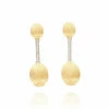 "Élite" Gold Boules Connected With A Diamonds Bar Earrings -Nanis Sales 469