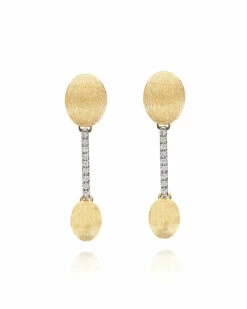 "Élite" Gold Boules And Diamonds Bars Elegant Drop Earrings