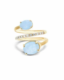 "Ipanema" Gold, Aquamarine And Diamonds Spiral Ring -Nanis Sales 486