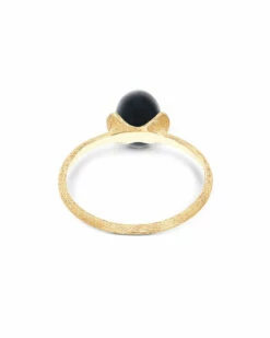 "Mystery Black" Gold And Diamonds Ring With Small Onyx Boule -Nanis Sales 493