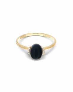 "Mystery Black" Gold And Diamonds Ring With Small Onyx Boule -Nanis Sales 494