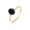 "Mystery Black" Gold And Diamonds Ring With Small Onyx Boule