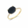 "Mystery Black" Gold, Diamonds And Black Onyx Stackable Ring