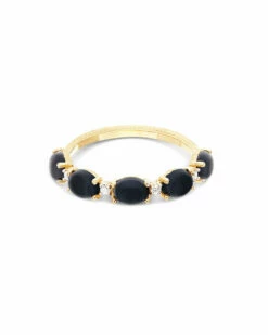 "Mystery Black" Black Onyx Boules, Gold And Diamond Accents Ring -Nanis Sales 500