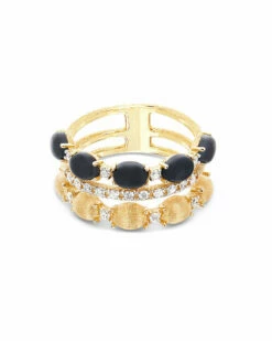 "Mystery Black" Brilliant-cut Diamonds Pavé, Gold And Black Onyx Boules Triple-band Ring -Nanis Sales 503
