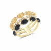 "Mystery Black" Brilliant-cut Diamonds Pavé, Gold And Black Onyx Boules Triple-band Ring