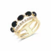 "Mystery Black" Gold, Diamonds And Black Onyx Boules Triple-band Ring