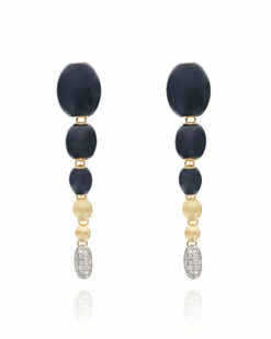 "Ivy " Gold And Black Onyx Charming Drop Earrings