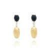 "Mystery Black" Gold, Black Onyx And Diamonds Short Earrings