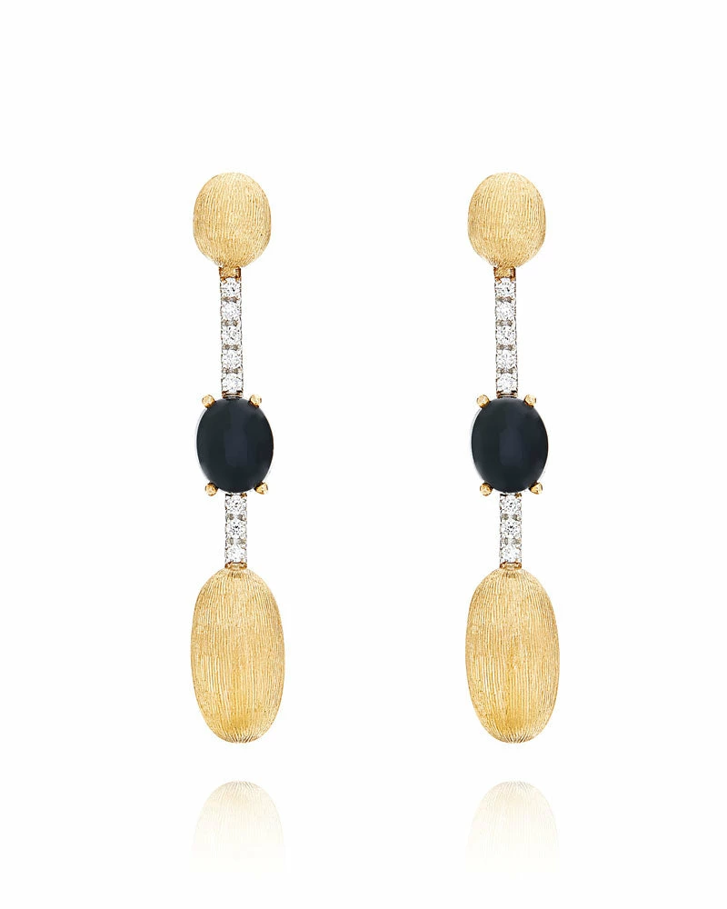 "Mystery Black" Gold, Black Onyx And Diamonds Long Earrings 3 "Mystery Black" Gold, Black Onyx And Diamonds Long Earrings