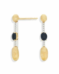 "Mystery Black" Gold, Black Onyx And Diamonds Long Earrings 10 "Mystery Black" Gold, Black Onyx And Diamonds Long Earrings -Nanis Sales 515