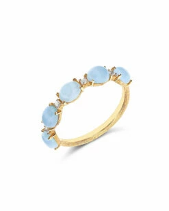 "Azure" Gold, Diamonds And Aquamarine Boules Ring
