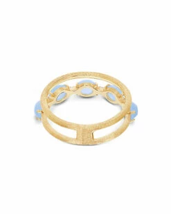 "Azure" Gold, Diamonds And Aquamarine Double-band Ring -Nanis Sales 520
