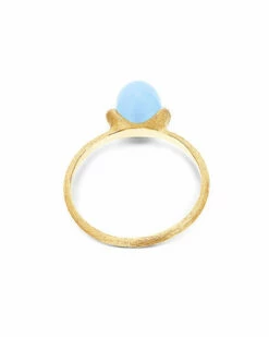 "Azure" Gold And Diamonds Ring With Small Aquamarine Boule -Nanis Sales 529
