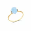 "Azure" Gold And Diamonds Ring With Small Aquamarine Boule