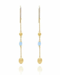 "Azure" Gold And Aquamarine Everyday Drop Earrings