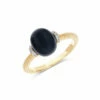 "Mystery Black" Gold And Diamonds Ring With Black Onyx Boule