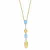 "Azure" Gold, Diamonds And Aquamarine Dainty Long Necklace