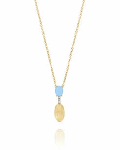 "Azure" Gold, Diamonds And Aquamarine Dainty Short Necklace