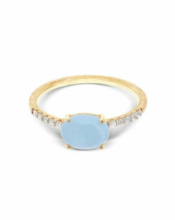 "Azure" Gold, Diamonds And Aquamarine Medium Ring -Nanis Sales 552