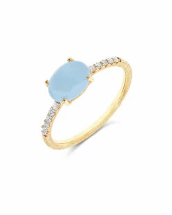 "Azure" Gold, Diamonds And Aquamarine Medium Ring