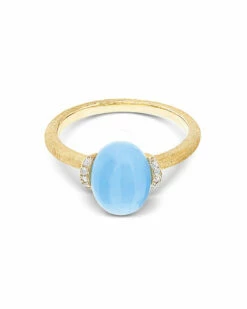 "Azure" Gold, Diamonds And Milky Aquamarine Ring (SMALL) -Nanis Sales 558