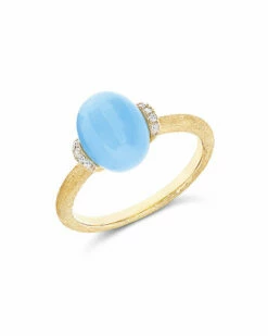 "Azure" Gold, Diamonds And Milky Aquamarine Ring (SMALL)